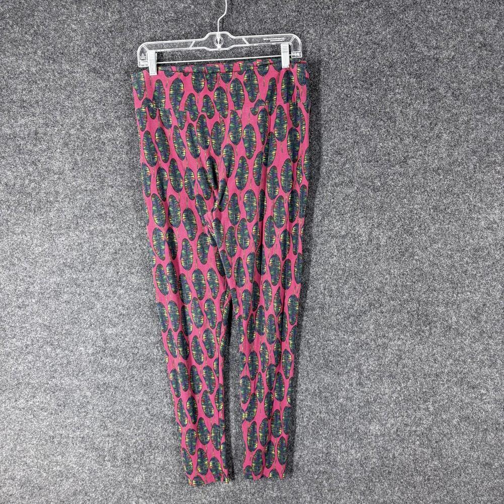LulaRoe Activewear Leggings Women M Medium Pink Floral Capri Skinny Stretch